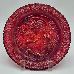 Fenton Carnival Glass Red Mother's Day Plate 1979 Limited & Signed
